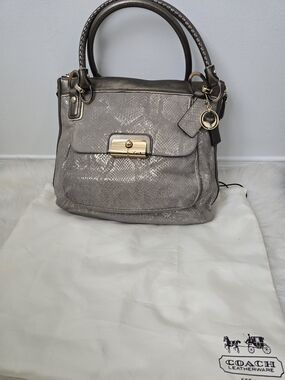 Exotic Coach Kristin Embossed Python  Zip Tote, Expandable W/ Dust Bag